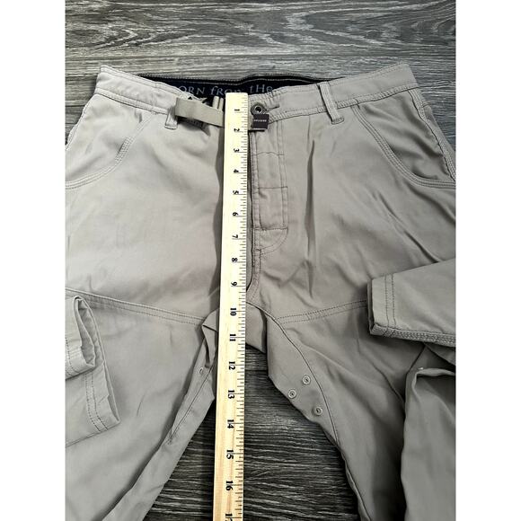PrAna Pants Mens 32x30 Tan Straight Leg Cargo Outdoor Workwear Hiking Logo Fish - Picture 6 of 9